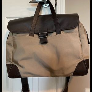 Banana Republic Tan and Brown Leather Messenger Bag (see measurements)